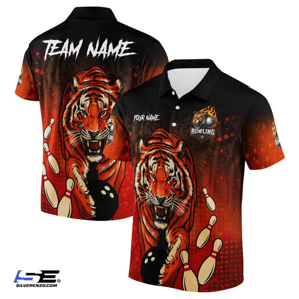Personalized Bowling Tiger Men Women Performance Polo Shirt Custom Name Bowling Team Jersey