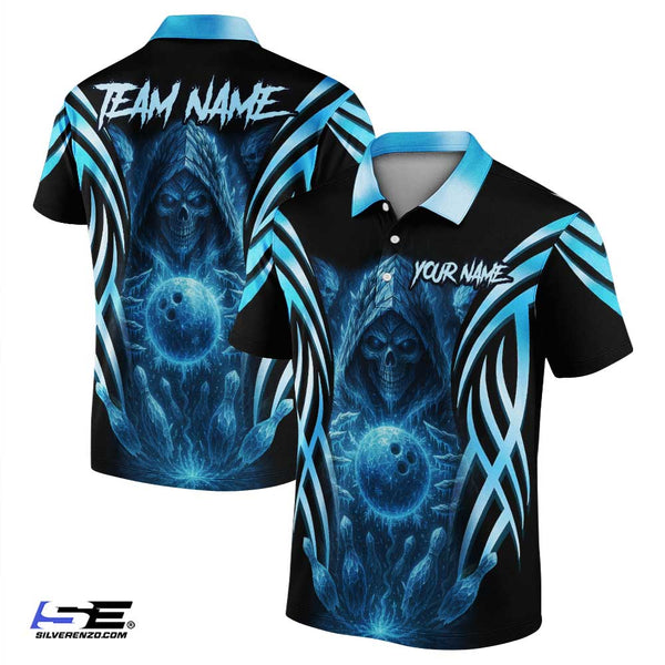 Personalized Bowling Reaper Men Women Polo Shirt Custom Name Bowling Team Jersey