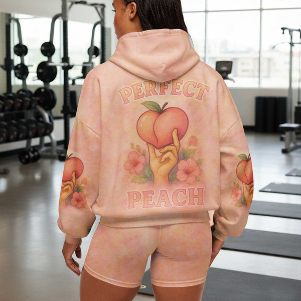 Perfect Peach Women's Gym Hoodie, Workout Shirt, Fitness Oversized Pullover Hoodie