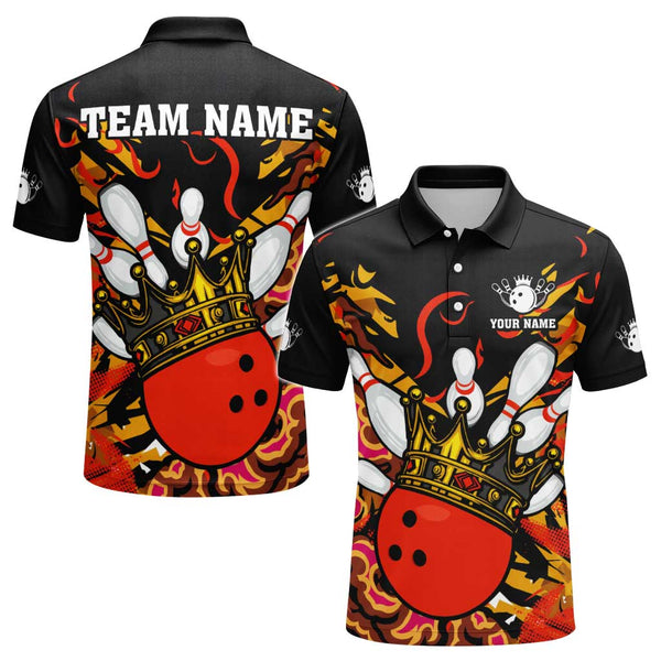 Personalized Bowling King Men Women Performance Polo Shirt Custom Name Bowling Team Jersey