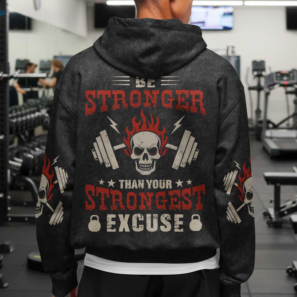 Be Stronger Men's Gym Hoodie, Workout Shirt, Oversized Pullover Hoodie