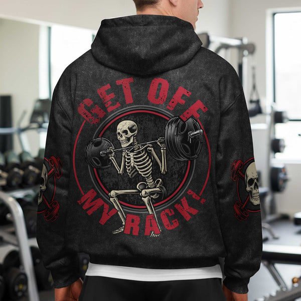 Get Off My Rack Men's Gym Hoodie, Workout Shirt, Oversized Pullover Hoodie