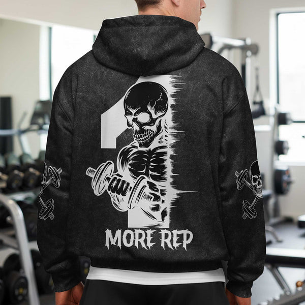 One More Rep Men's Gym Hoodie, Workout Shirt, Oversized Pullover Hoodie