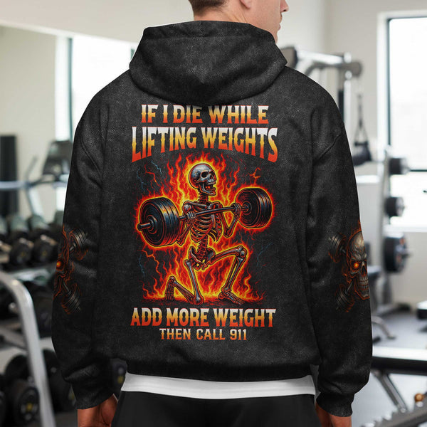 If I Die While Lifting Men's Gym Hoodie, Workout Shirt, Oversized Pullover Hoodie