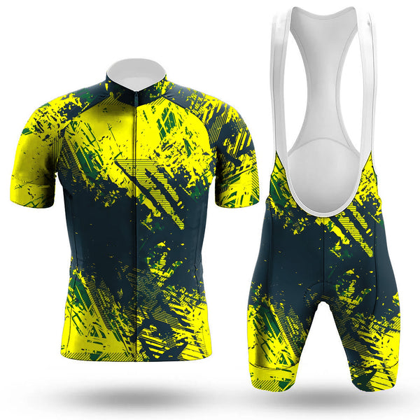 Yellow Texture Men's Cycling Jersey Set, Road Bike Cycling Kit for Men, Biking Outfit, Bicycle Suit, Team Racing Uniform