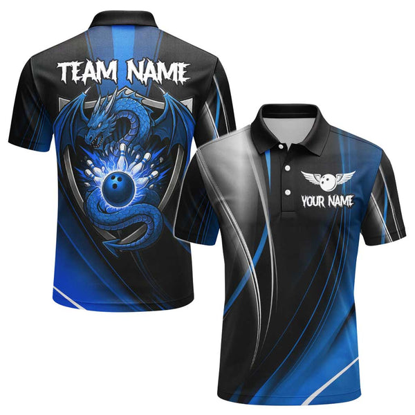Personalized Bowling Dragon Men Women Performance Polo Shirt Custom Name Bowling Team Jersey