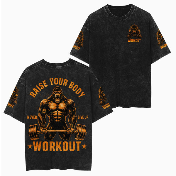 Raise Your Body Men's Gym T-Shirt, Workout Shirt, Oversized Pump Cover Tee