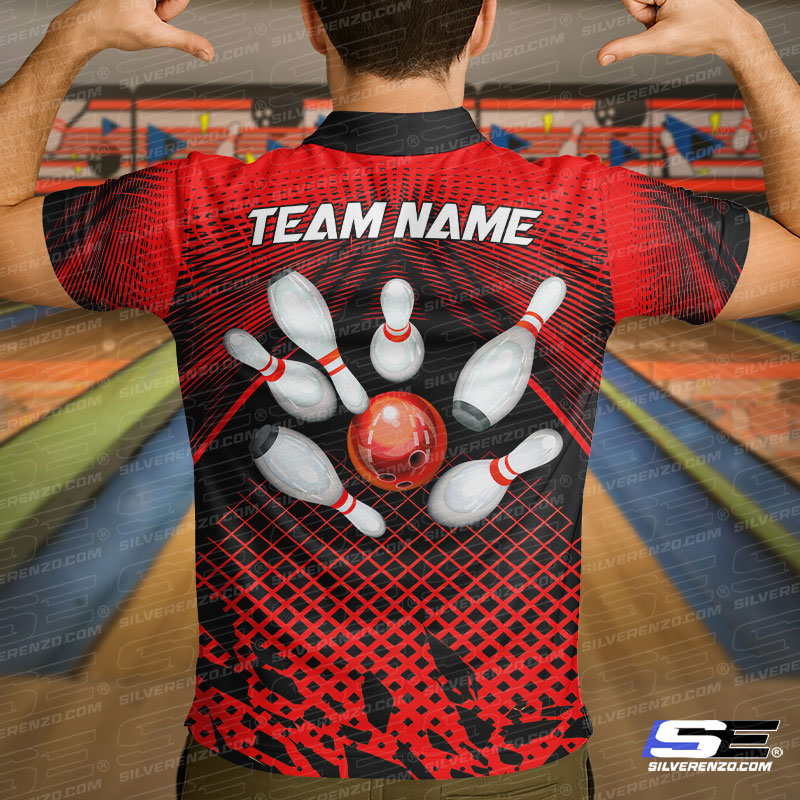 Bowling And Pins Personalized Men Women Polo Shirt Custom Bowling Team Jersey