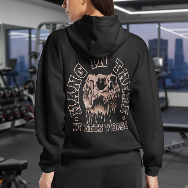 Hang In There Women's Gym Hoodie, Workout Shirt, Fitness Oversized Pullover Hoodie