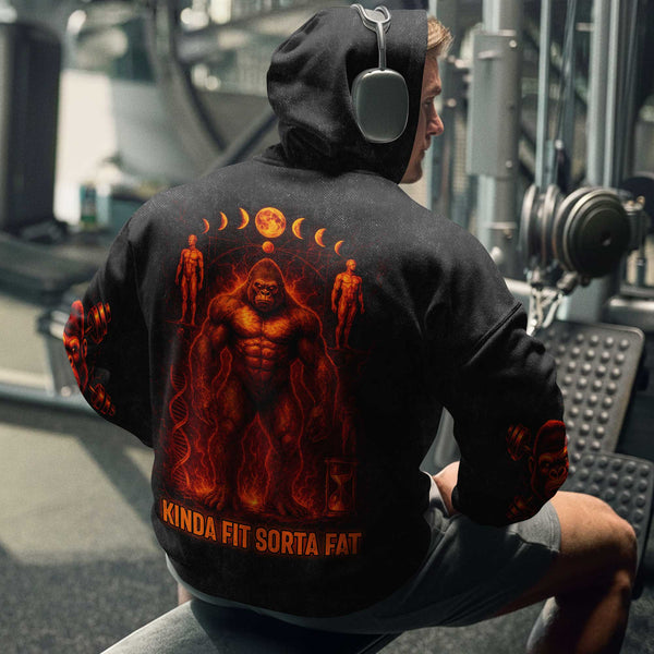 Kinda Fit Sorta Fat Men's Gym Hoodie, Workout Shirt, Oversized Pullover Hoodie
