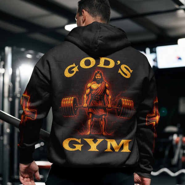 God's Gym Men's Gym Hoodie, Workout Shirt, Oversized Pullover Hoodie