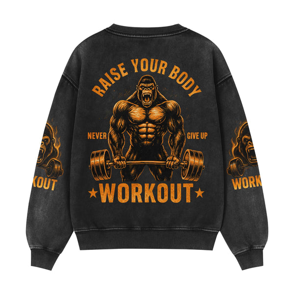 Raise Your Body Men's Gym Sweatshirt, Workout Shirt, Oversized Crewneck Sweatshirt