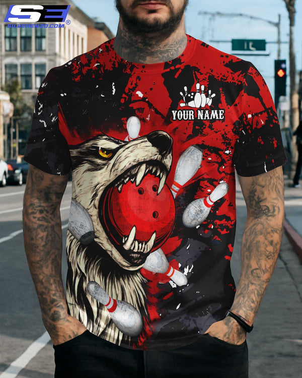 Personalized Bowling And Pins Wolf Men Women Polo Shirt Custom Name Bowling Team Jersey