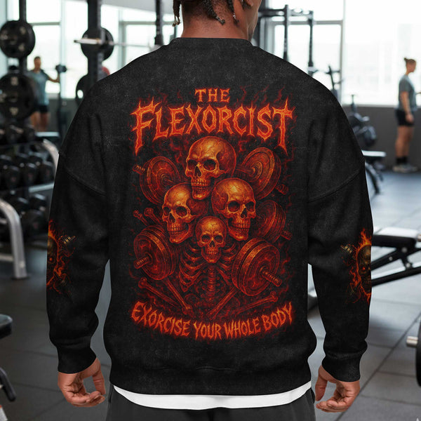 Flexorcist Men's Gym Sweatshirt, Workout Shirt, Oversized Crewneck Sweatshirt