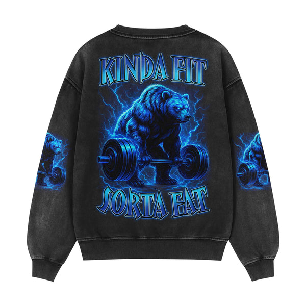 Kinda Fit Sorta Fat Men's Gym Sweatshirt, Workout Shirt, Oversized Crewneck Sweatshirt