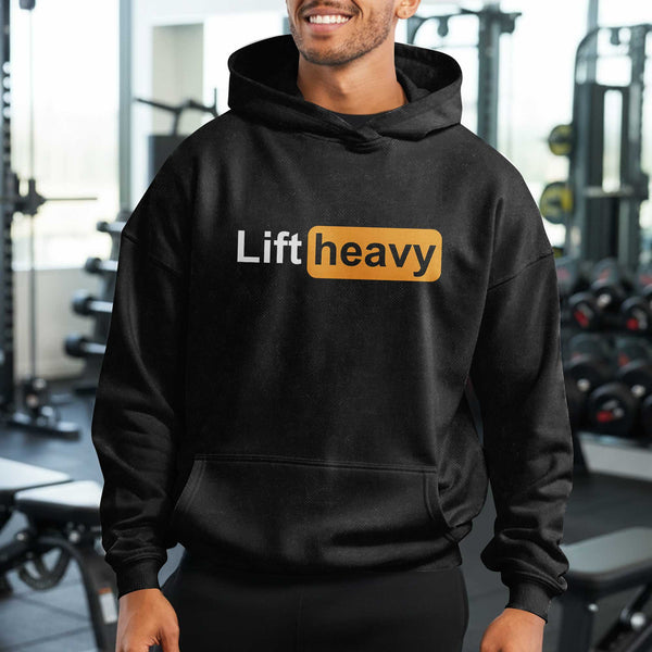 Lift Heavy Men's Gym Hoodie, Workout Shirt, Oversized Pullover Hoodie
