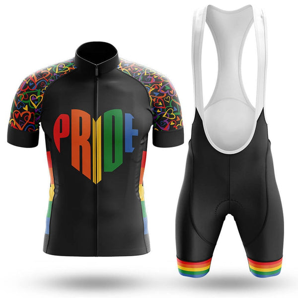 Pride Heart Men's Cycling Jersey Set, Road Bike Cycling Kit for Men, Biking Outfit, Bicycle Suit, Team Racing Uniform