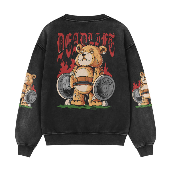 Bear Deadlift Men's Gym Sweatshirt, Workout Shirt, Oversized Crewneck Sweatshirt