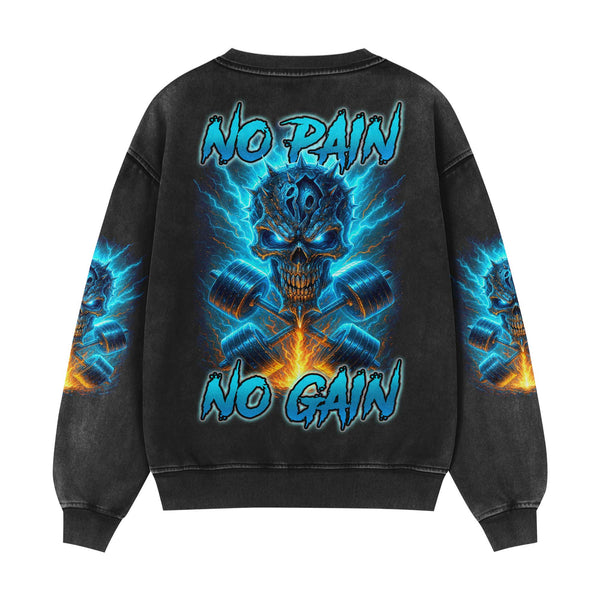 No Pain No Gain Men's Gym Sweatshirt, Workout Shirt, Oversized Crewneck Sweatshirt