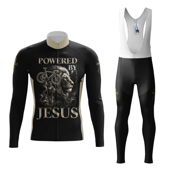 Powered By Jesus Men's Cycling Jersey Set, Road Bike Cycling Kit for Men, Biking Outfit, Bicycle Suit, Team Racing Uniform