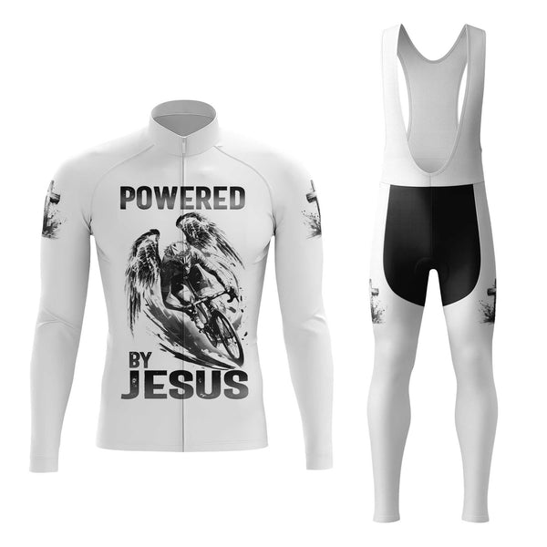 Powered By Jesus Men's Cycling Jersey Set, Road Bike Cycling Kit for Men, Biking Outfit, Bicycle Suit, Team Racing Uniform