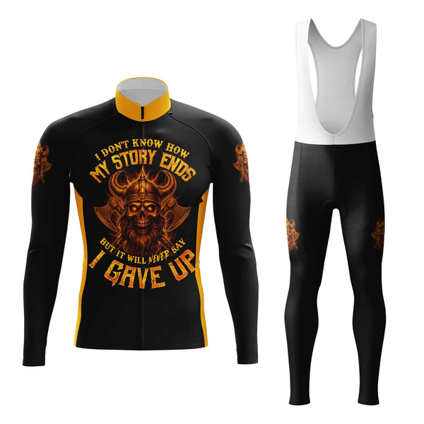 Skull Never Give Up Men's Cycling Jersey Set, Road Bike Cycling Kit for Men, Biking Outfit, Bicycle Suit, Team Racing Uniform