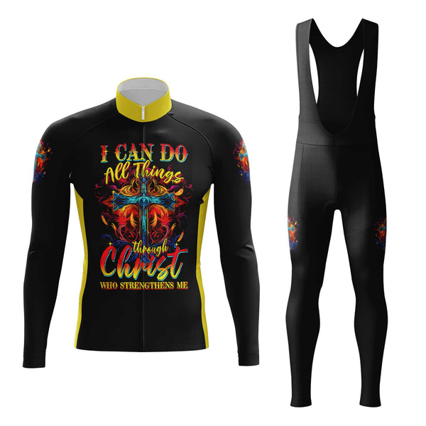 I Can Do All Things Through Christ Men's Cycling Jersey Set, Road Bike Cycling Kit for Men, Biking Outfit, Bicycle Suit, Team Racing Uniform