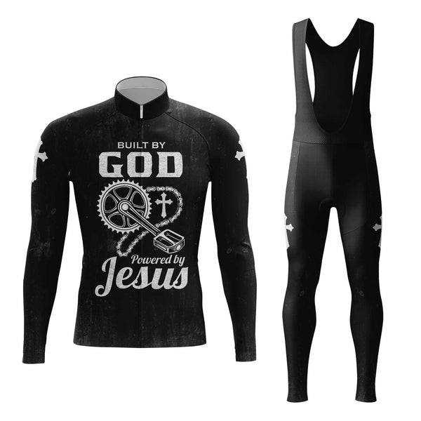 Built By God Powered By Jesus Men's Cycling Jersey Set, Road Bike Cycling Kit for Men, Biking Outfit, Bicycle Suit, Team Racing Uniform