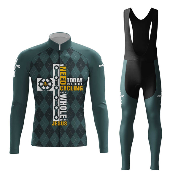 All I Need Is Cycling And Jesus Men's Cycling Jersey Set, Road Bike Cycling Kit for Men, Biking Outfit, Bicycle Suit, Team Racing Uniform