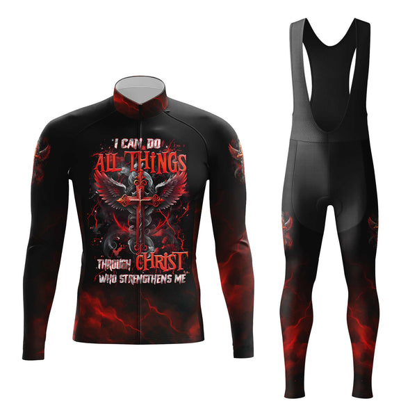 I Can Do All Things Through Christ Men's Cycling Jersey Set, Road Bike Cycling Kit for Men, Biking Outfit, Bicycle Suit, Team Racing Uniform