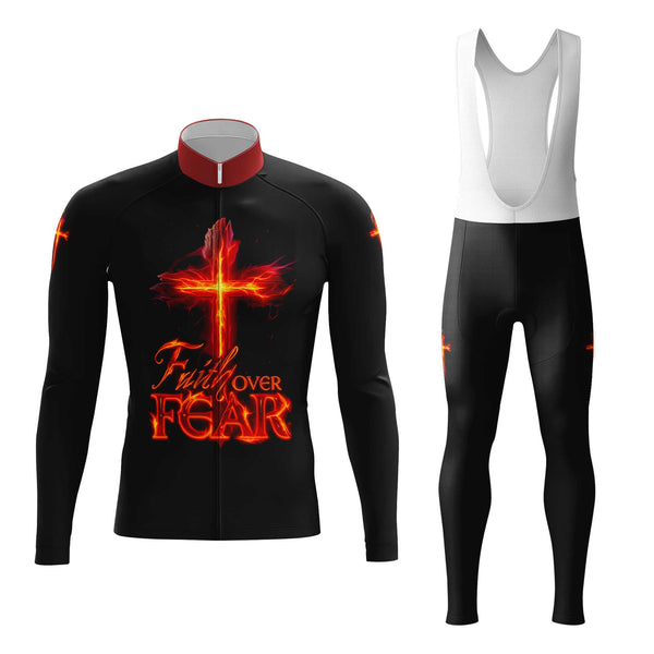 Faith Over Fear Men's Cycling Jersey Set, Road Bike Cycling Kit for Men, Biking Outfit, Bicycle Suit, Team Racing Uniform