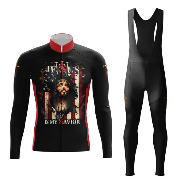 Jesus Is My Savior Men's Cycling Jersey Set, Road Bike Cycling Kit for Men, Biking Outfit, Bicycle Suit, Team Racing Uniform
