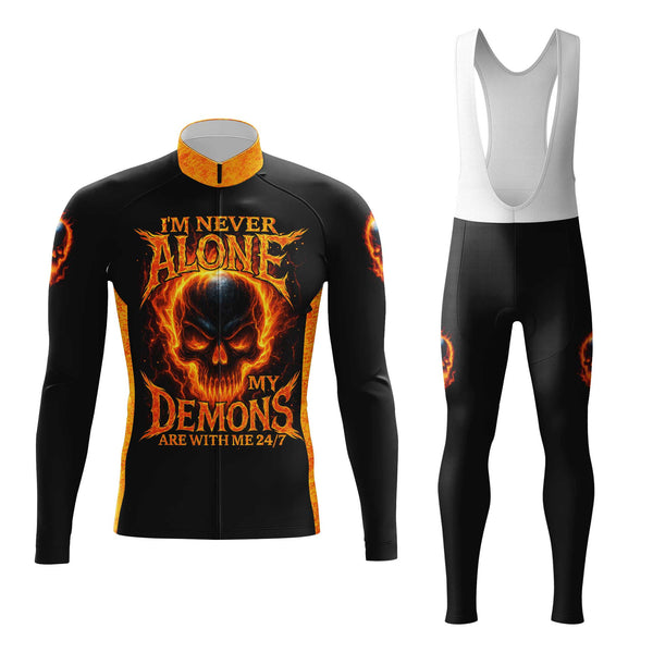 I'm Never Alone Skull Men's Cycling Jersey Set, Road Bike Cycling Kit for Men, Biking Outfit, Bicycle Suit, Team Racing Uniform