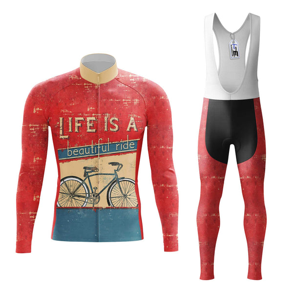Life Is A Beautiful Ride Men's Cycling Jersey Set, Road Bike Cycling Kit for Men, Biking Outfit, Bicycle Suit, Team Racing Uniform