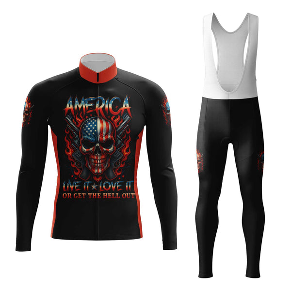 Skull America Men's Cycling Jersey Set, Road Bike Cycling Kit for Men, Biking Outfit, Bicycle Suit, Team Racing Uniform