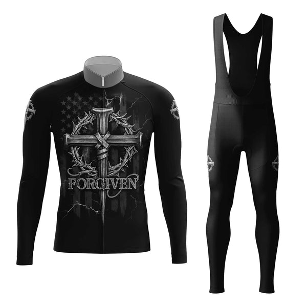 Forgiven Jesus Cross Men's Cycling Jersey Set, Road Bike Cycling Kit for Men, Biking Outfit, Bicycle Suit, Team Racing Uniform