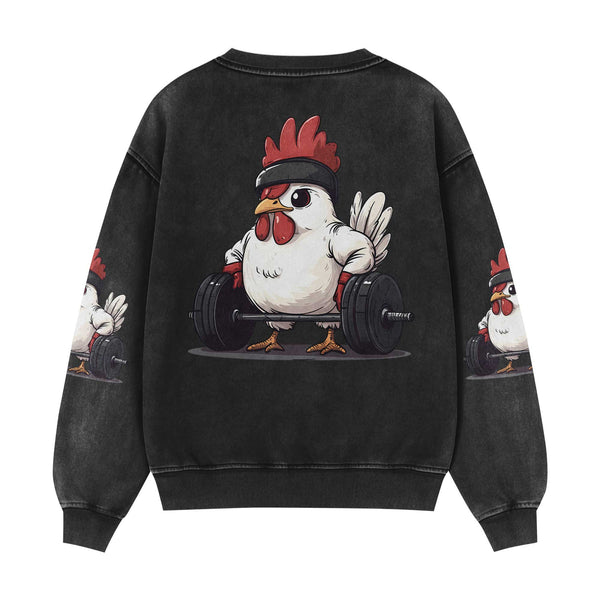 Chicken Lifting Men's Gym Sweatshirt, Workout Shirt, Oversized Crewneck Sweatshirt