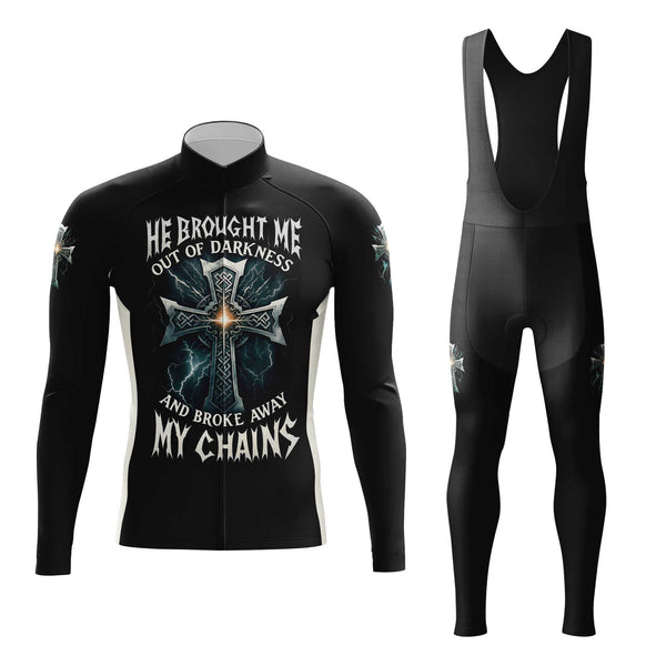 He Brought Me Out Of Darkness Men's Cycling Jersey Set, Road Bike Cycling Kit for Men, Biking Outfit, Bicycle Suit, Team Racing Uniform