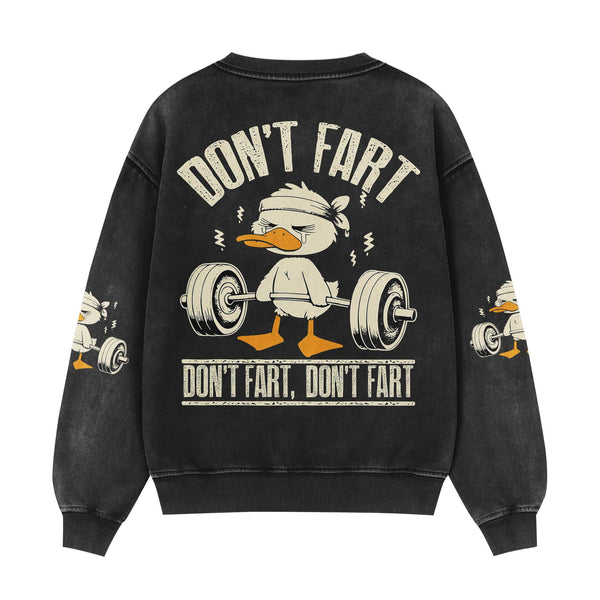 Duck Don't Fart Men's Gym Sweatshirt, Workout Shirt, Oversized Crewneck Sweatshirt