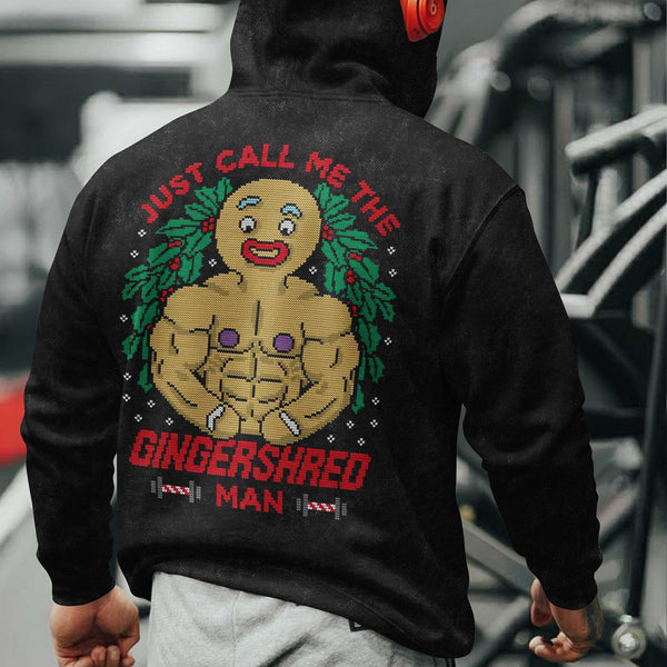 Gingershred Man Men's Gym Hoodie, Workout Shirt, Oversized Pullover Hoodie