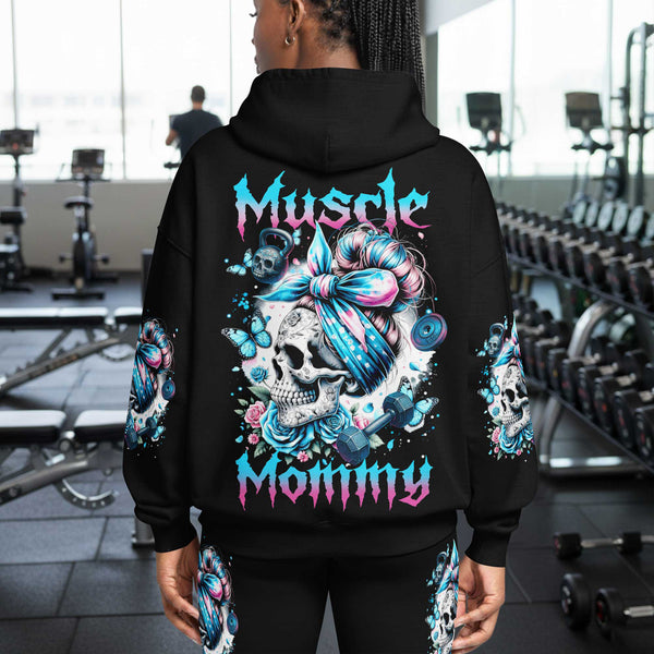 Muscle Mommy Women's Gym Hoodie, Workout Shirt, Fitness Oversized Pullover Hoodie