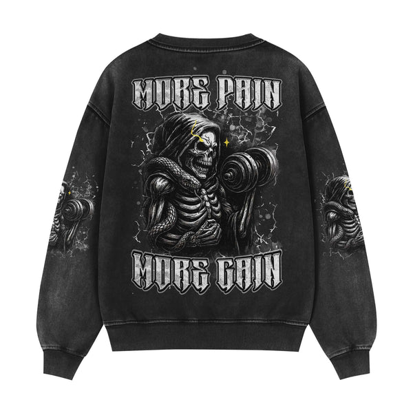 More Pain More Gain Men's Gym Sweatshirt, Workout Shirt, Oversized Crewneck Sweatshirt