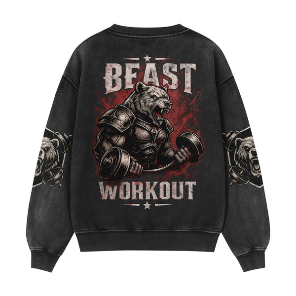 Beast Workout Men's Gym Sweatshirt, Workout Shirt, Oversized Crewneck Sweatshirt