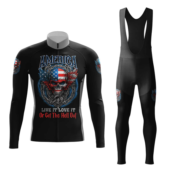 America Skull Men's Cycling Jersey Set, Road Bike Cycling Kit for Men, Biking Outfit, Bicycle Suit, Team Racing Uniform