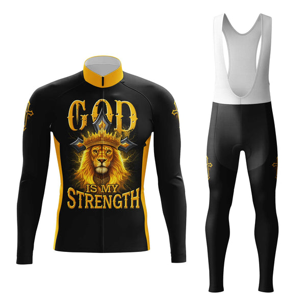 God Is My Strength Men's Cycling Jersey Set, Road Bike Cycling Kit for Men, Biking Outfit, Bicycle Suit, Team Racing Uniform