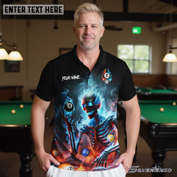 Billiards Skull Ball Pool Skeleton Personalized Men Women Polo Shirt Custom Billiard Team Jersey