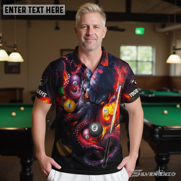 Billiards Octopus Ball Pool Personalized Men Women Polo Shirt Custom Billiard Team Jersey