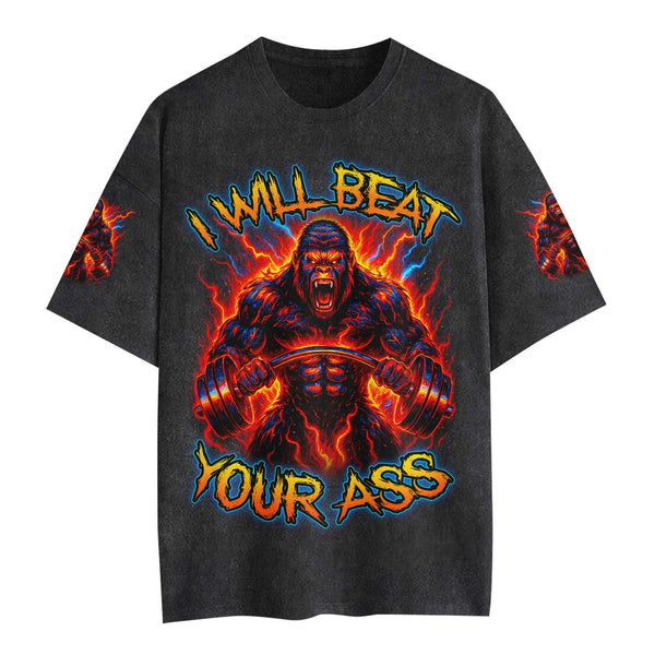 I Will Beat Men's Gym T-Shirt, Workout Shirt, Oversized Pump Cover Tee