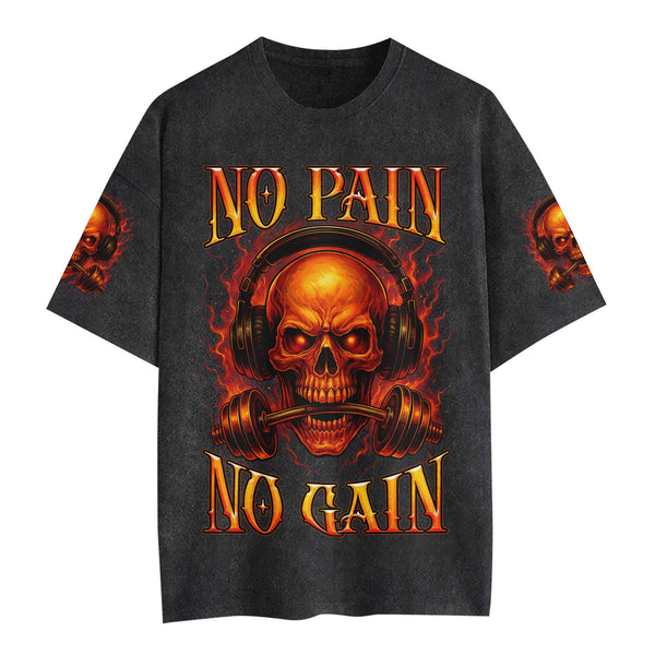 No Pain No Gain Men's Gym T-Shirt, Workout Shirt, Oversized Pump Cover Tee