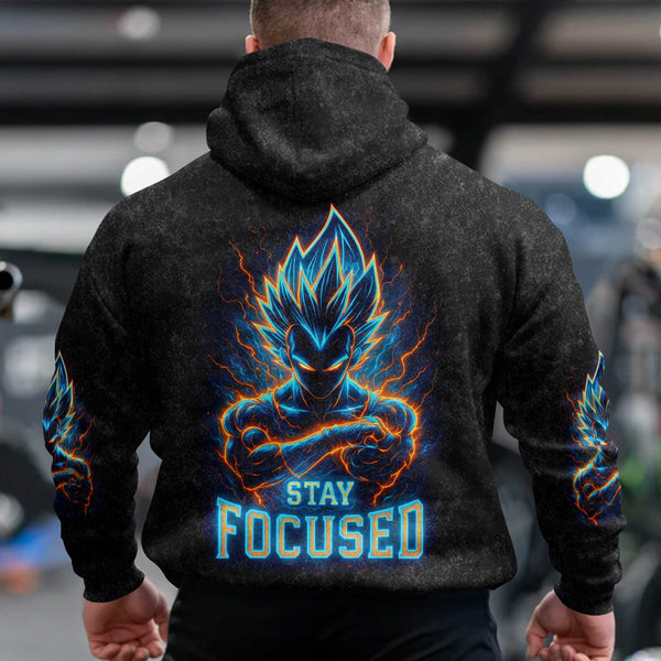 Stay Focused Men's Gym Hoodie, Workout Shirt, Oversized Pullover Hoodie